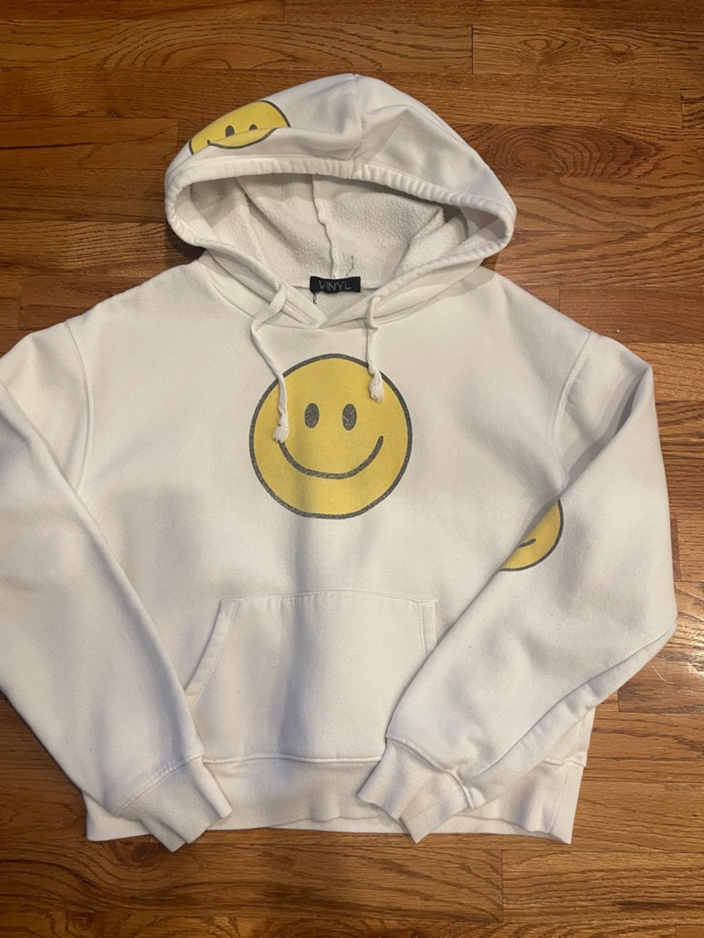 Kid’s Vinyl Icon White Hoodie with Yellow Graphic large